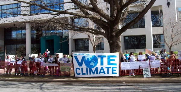 Outside the Press Club while Gillard gave a speech. 