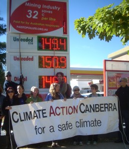 The Canberra community alert motorists to the major fuel discounts being handed out to the mining industry at their expense. This event is part of a series of rolling actions happening across Australia calling for a substantial reduction in the $10 billion dollars in fossil fuel subsidies currently handed to big polluters every year including some of the world’s most profitable mining companies. That’s the equivalent of giving them $130 million from Canberra alone. We could buy a lot of renewable energy infrastructure with that money  giving us cheap electricity for years to come or fund Gonksi education reforms or the Disability scheme or Denticare. 